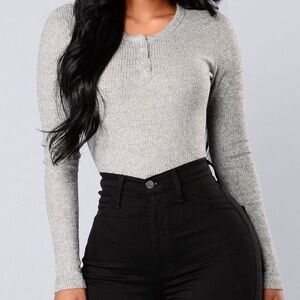 FASHION NOVA long sleeve, grey, size S